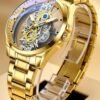 Luxury Gold Automatic Skeleton Watch for Men – Shivilex Stainless Steel Mechanical Watch