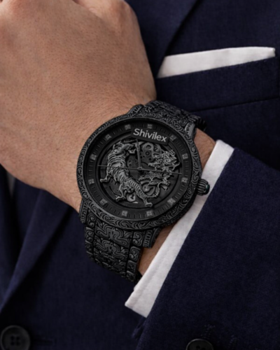 Shivilex Black Tiger Dragon Luxury Watch for Men